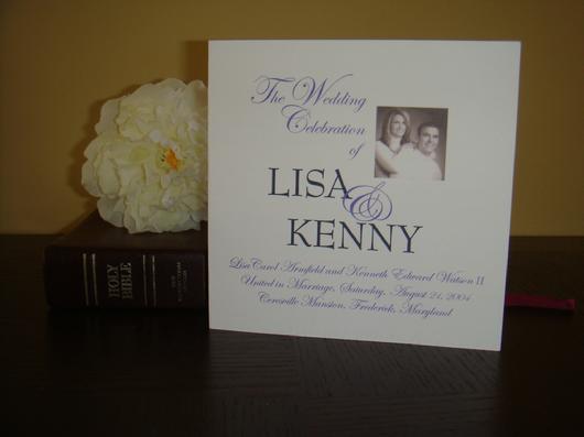 Personalized wedding program for Lisa and Kenny